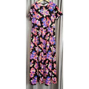 NWT Long Tall Sally LTS Maxi Dress Size 10T Floral Beachy Travel